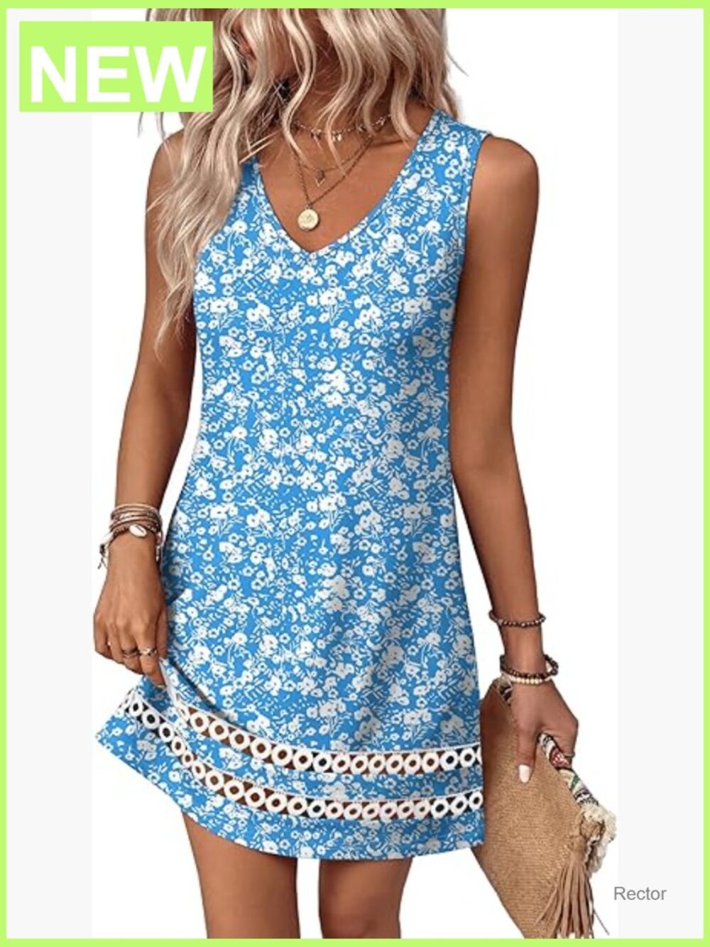 V Neck Sleeveless Lace Boho Dress Elegant Classy Spring Beach Vacation Outfit